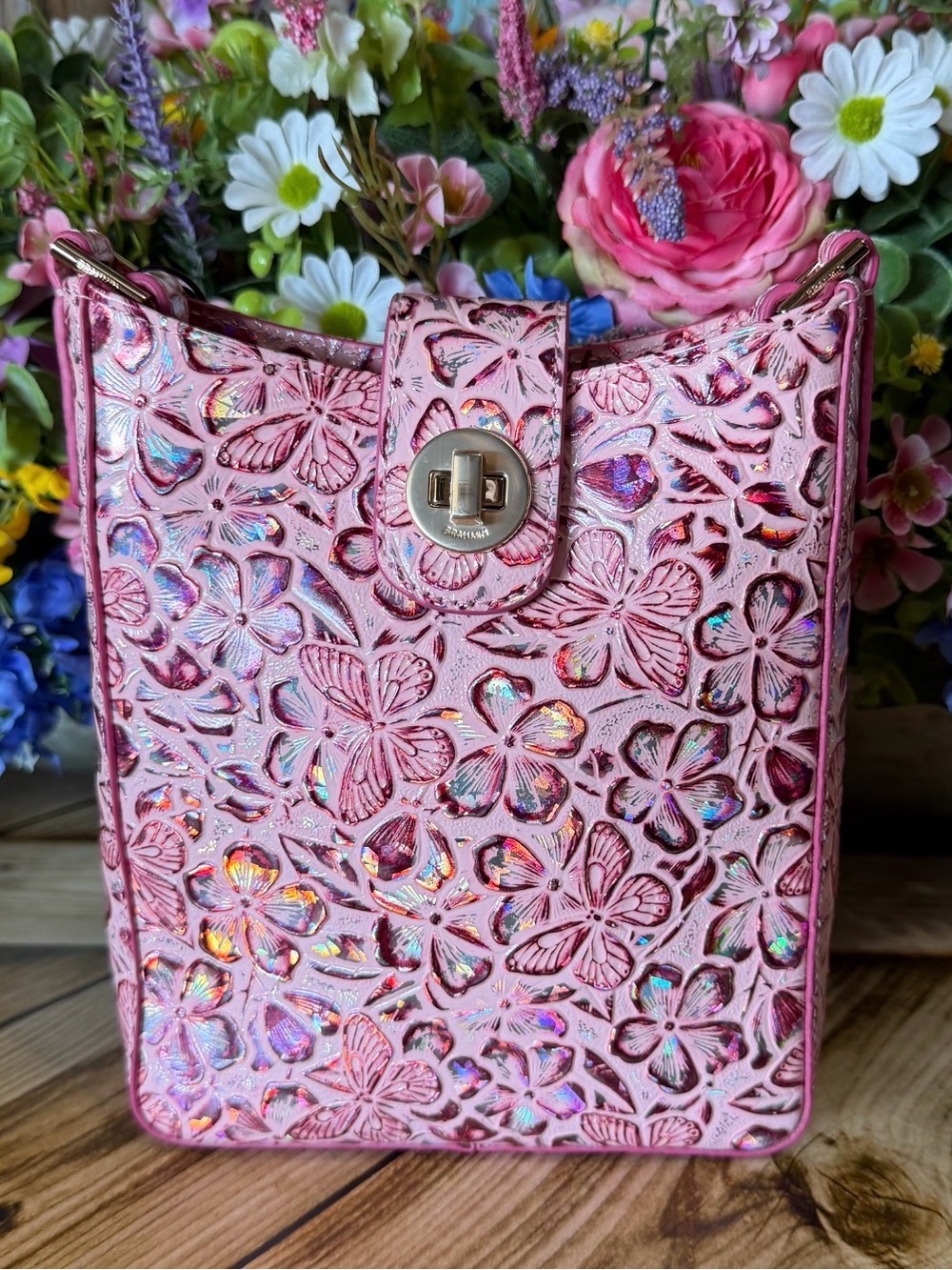 Brahmin Marley Fearless Pink Ainsley Butterfly Crossbody Bag HARDTOFIND LIMITED